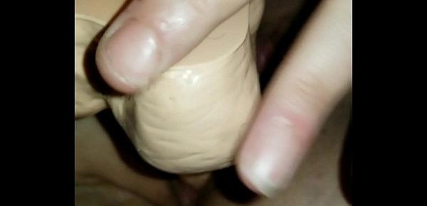  Sweet shaved pussy gives a massive load of cream and I cum twice from fucking both her holes